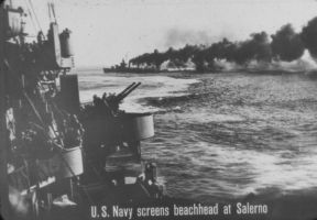 U. S. NAVY SCREENS BEACHHEAD AT SALERNO
